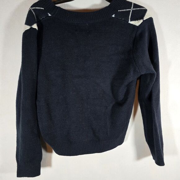 Princess Polly Blue White Chunky Knit Cropped Cardigan S/M Sweater N1 Gently Use - Picture 9 of 12